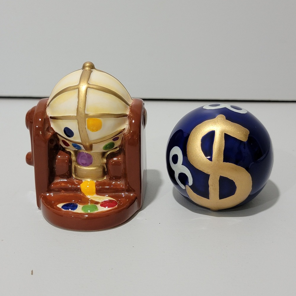 Cosmos Gifts Bingo Cage and Dollar Sign 8-Ball Salt and Pepper Shaker Set 20728